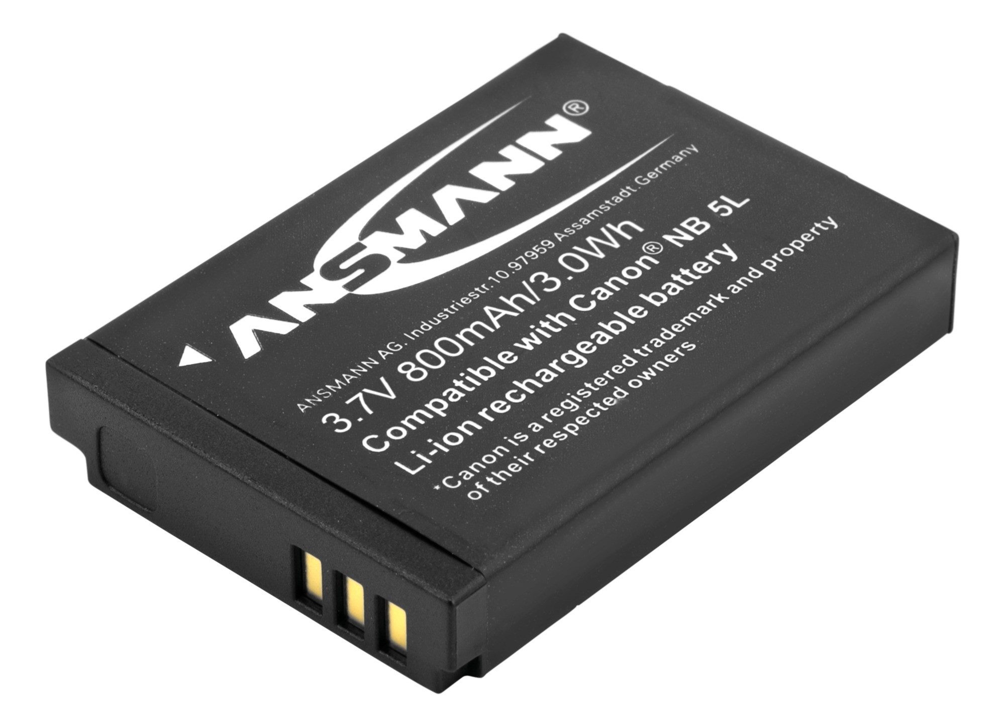 ANSMANN AG 5000953 A-Can NB 5 L Li-Ion Ersatzakku 3,7V/800 mAh für Canon Kamera Akku 800 mAh (3.7 V)