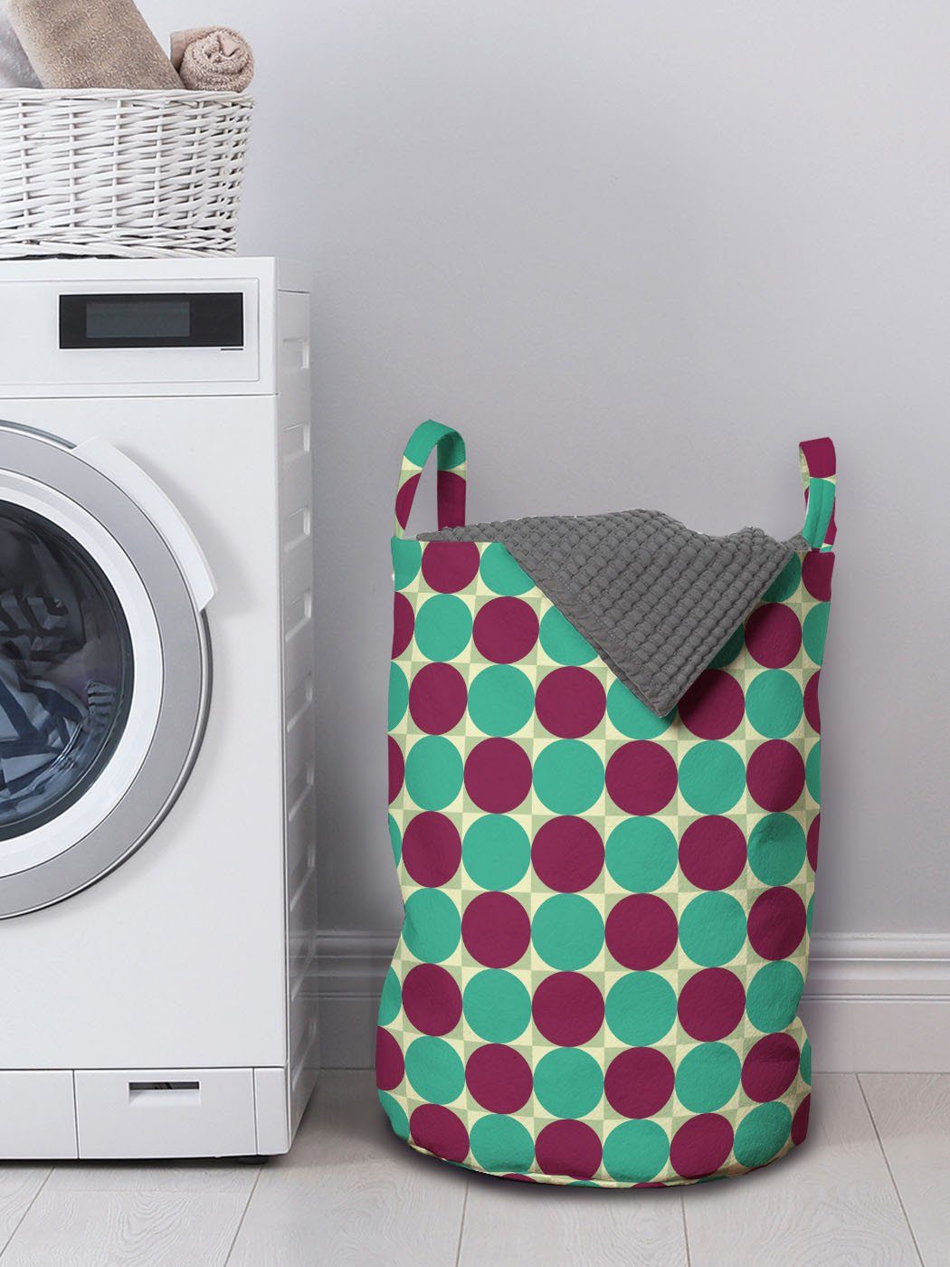 Griffen Wäschekorb Wäschesäckchen Waschsalons, Abakuhaus Abstrakt Kordelzugverschluss in Kreise mit für Quadrate