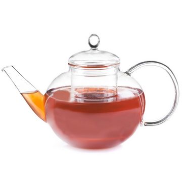 Dimono Teekanne Mundgeblasene Teekanne mit Teefilter & Teesieb, 1.5 l, Glas-Kanne mit Filtereinsatz