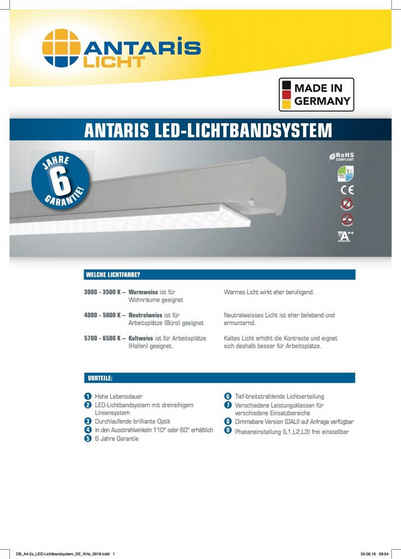 Antaris LED Lichtleiste 6 STÜCK LED Lichtbandsystem 1,5M 70W 4000Kelvin 11200Lumen