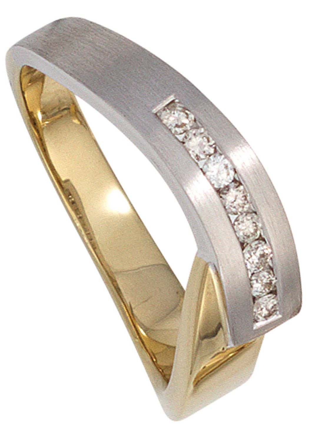 Fingerring Ring Gold 8 Diamanten, JOBO mit bicolor 585