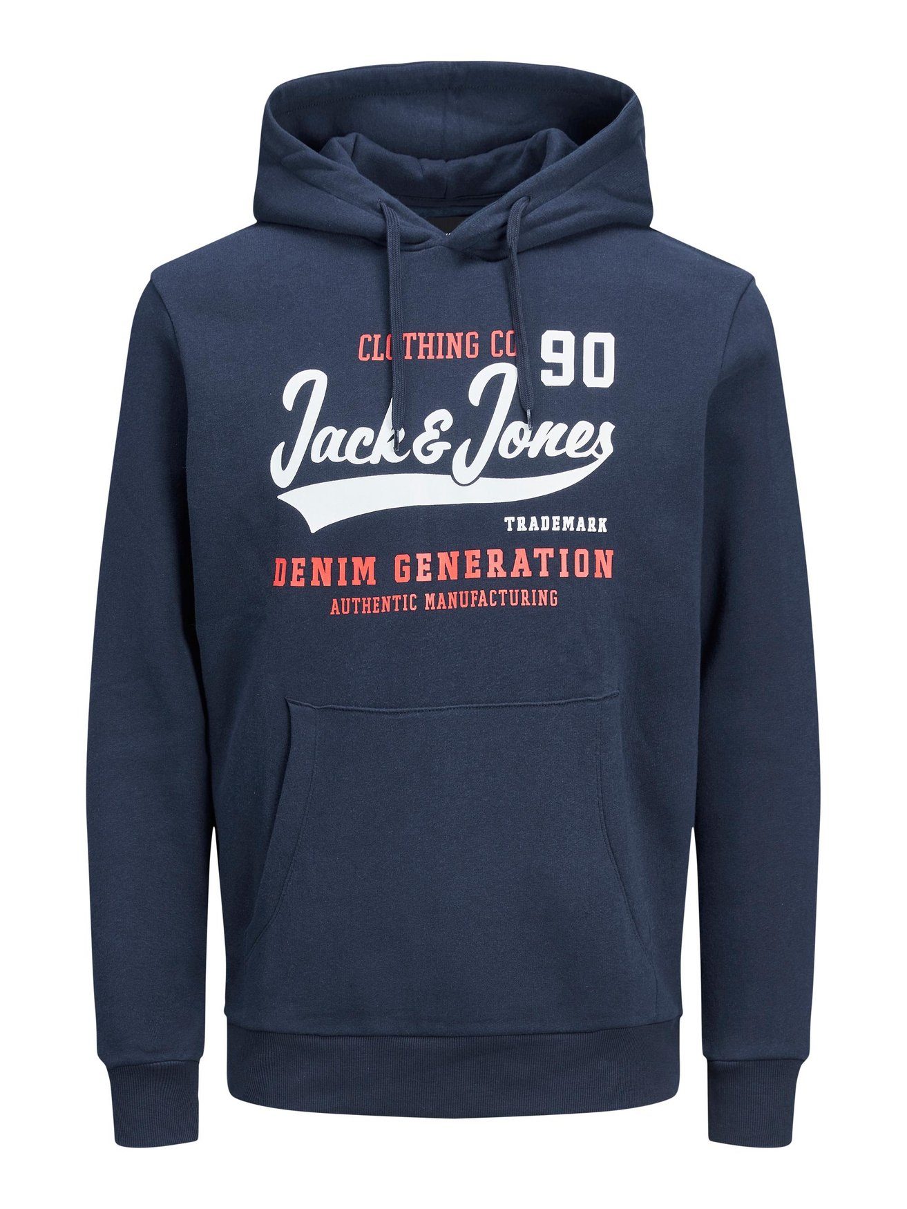 Jack & Jones JJELOGO Sweater Blau Pullover 4305 Warmer Logo Print Hoodie in Hoodie