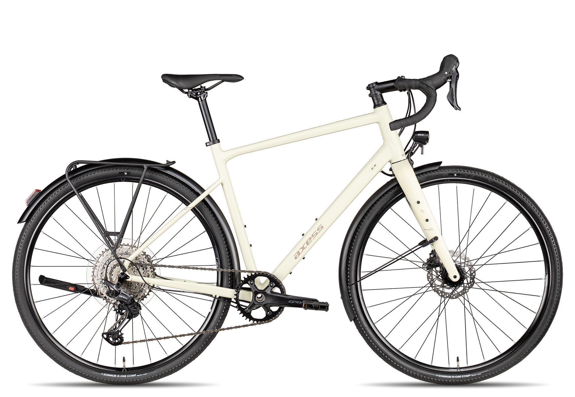 Axess Gravelbike Axess CREED ADV EQ, 12 Gang Shimano GRX RD-RX822, 12-Speed, Shadow Plus Schaltwerk, Kettenschaltung, hydraulische Scheibenbremse braun/beige