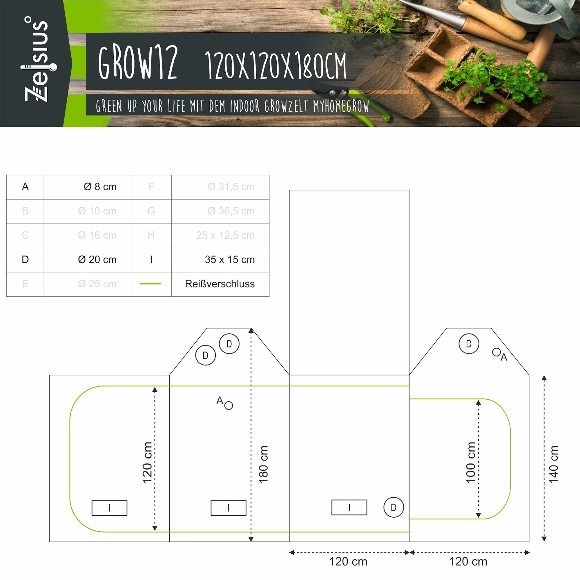 Zelsius Gewächshaus Grow Tent 120 x günstig online kaufen