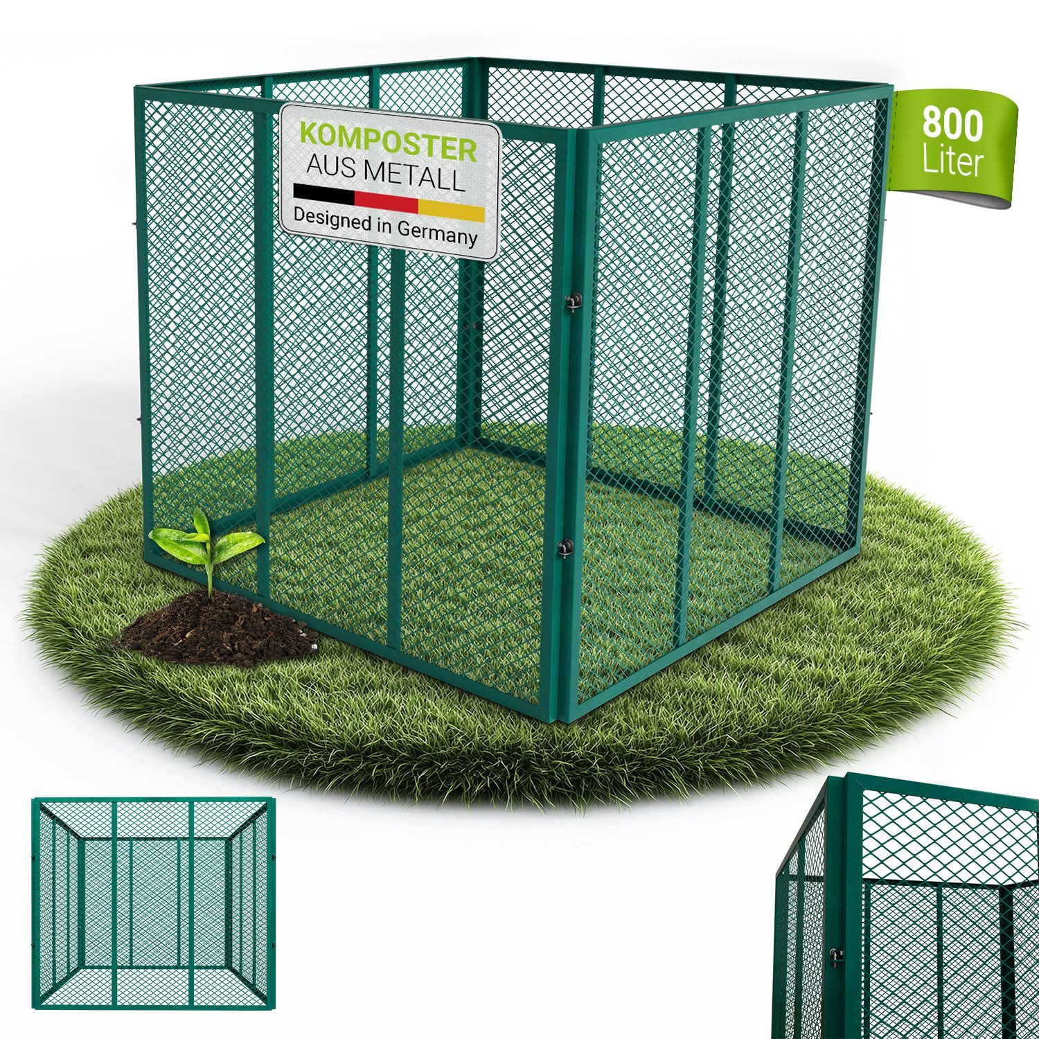 Juskys Компостеры, 800 l, (1 St), Stecksystem, einfacher Aufbau, Verzinkt & Witterungsbeständig