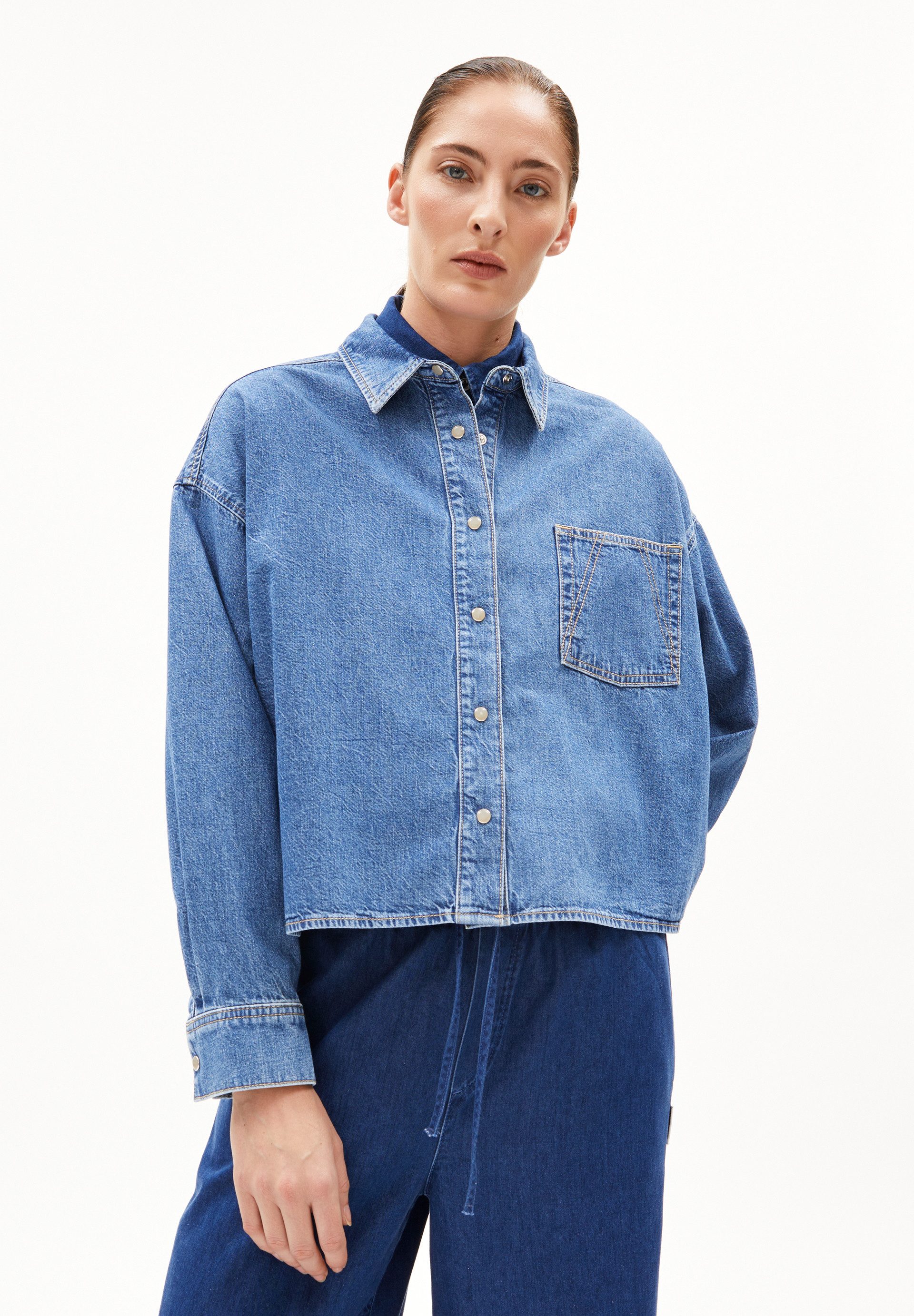Armedangels Langarmbluse NALAANI Jeansbluse aus Bio-Baumwoll günstig online kaufen