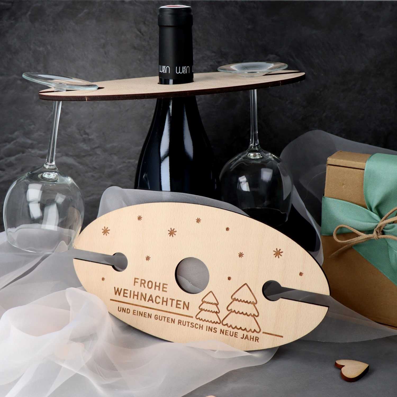 Spruchreif® Weinflaschenhalter Weinglashalter aus Holz, Holz günstig online kaufen
