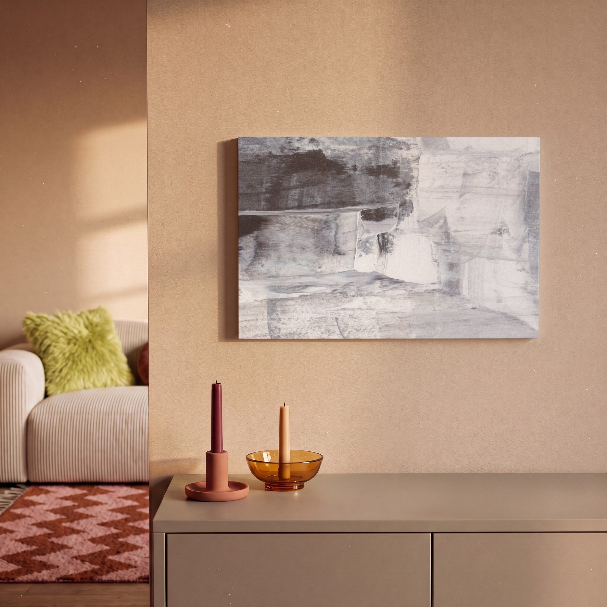 OneMillionCanvasses® Leinwandbild Kunst - Farbe - Weiß - Schwarz - Grau, Fotodruck (1 St), Leinwand Canvas Wandbild, Wanddekoration 20x30 cm – Bild 2 von 5
