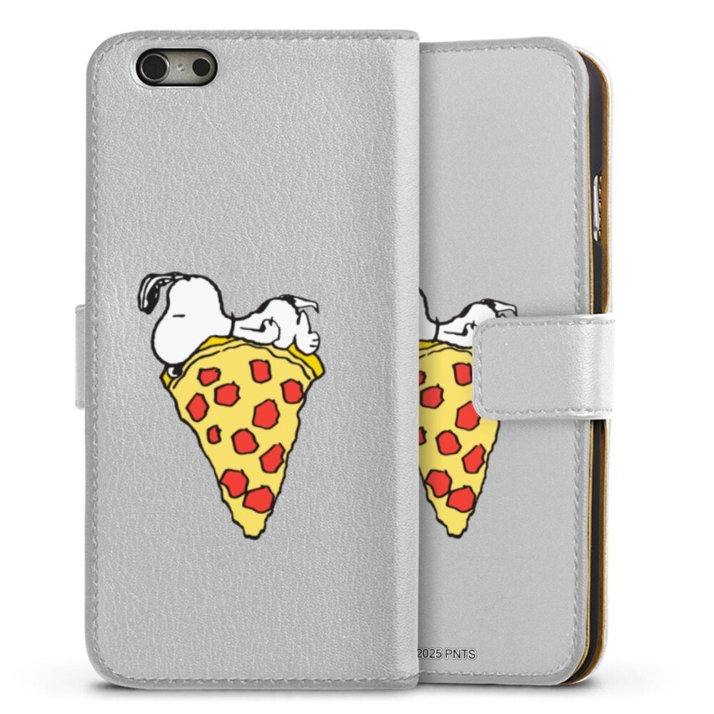 DeinDesign Handyhülle Peanuts Pizza Snoopy Snoopy Pizza Transparent, Apple iPhone 6 Hülle Handy Flip Case Wallet Cover Handytasche Leder