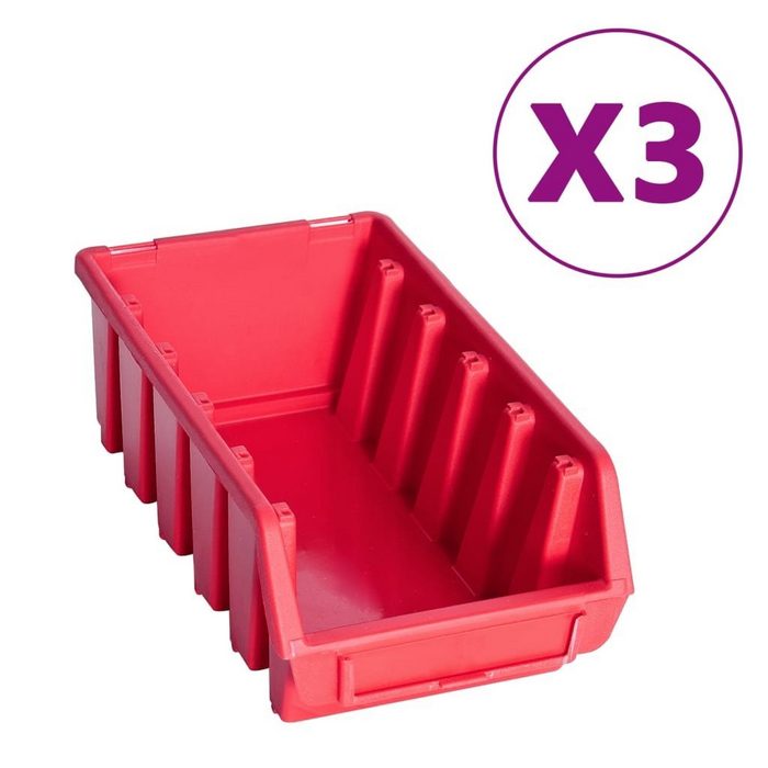 vidaXL Werkzeugbox 34-tlg. Behälter-Set für Kleinteile mit Wandplatten Rot Schwarz