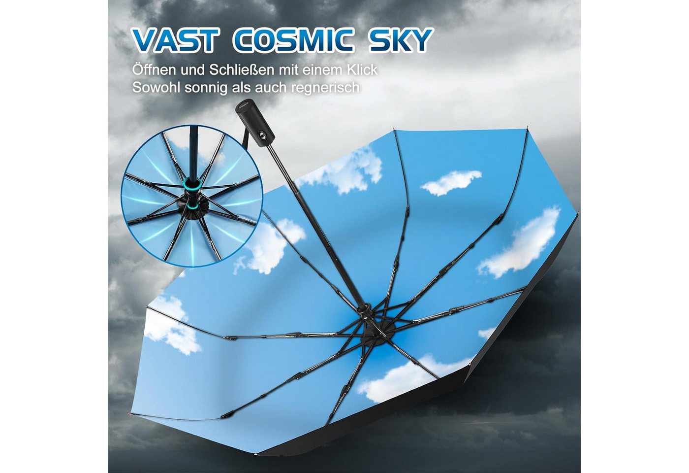 Thumbnail - LuxusKollektion Sonnenschirm Kompakter faltbarer Regenschirm mit niedlichen