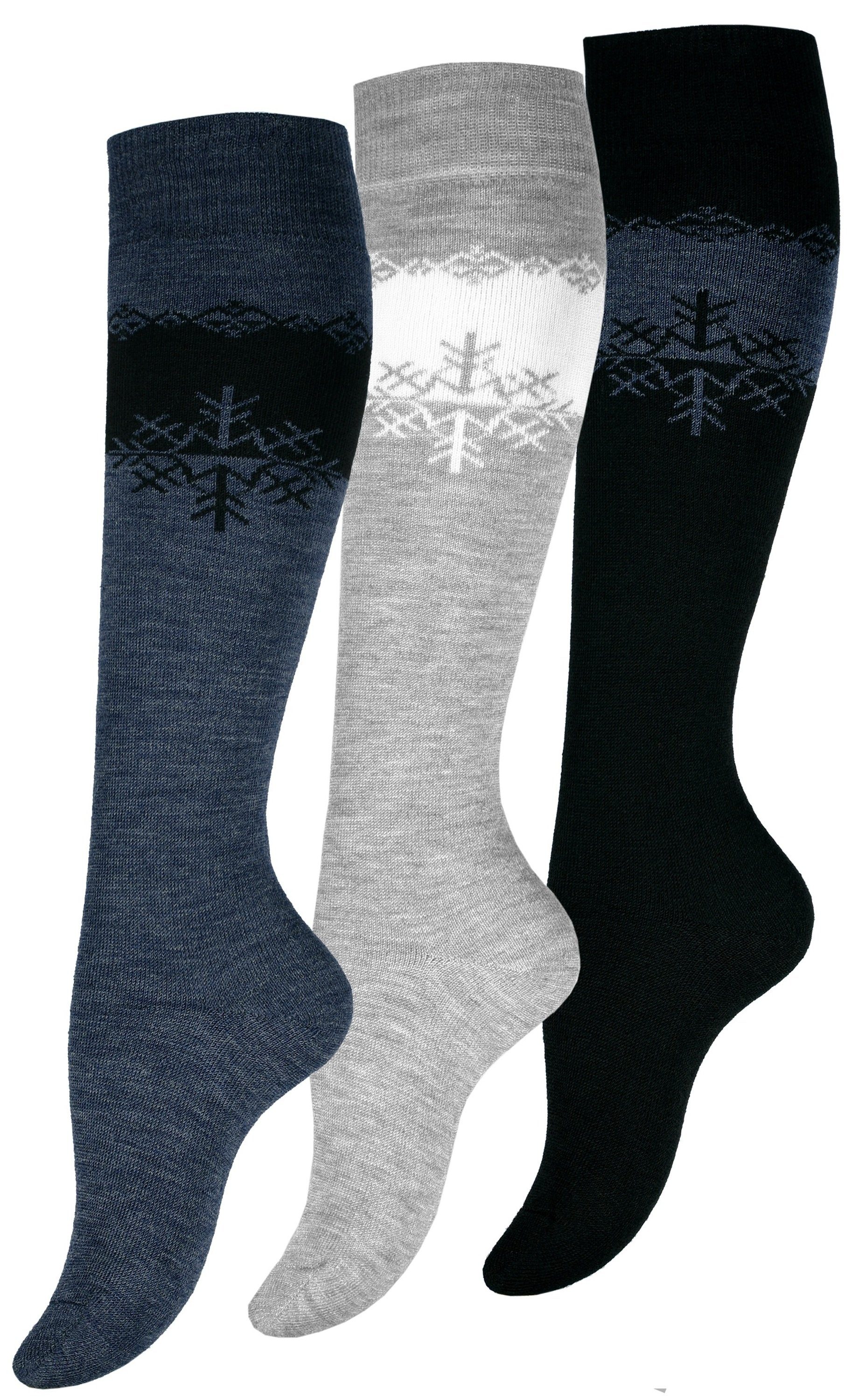 Cotton Prime® Kniestrümpfe Thermokniestrümpfe (3-Paar) mit warmen Innenfrot günstig online kaufen