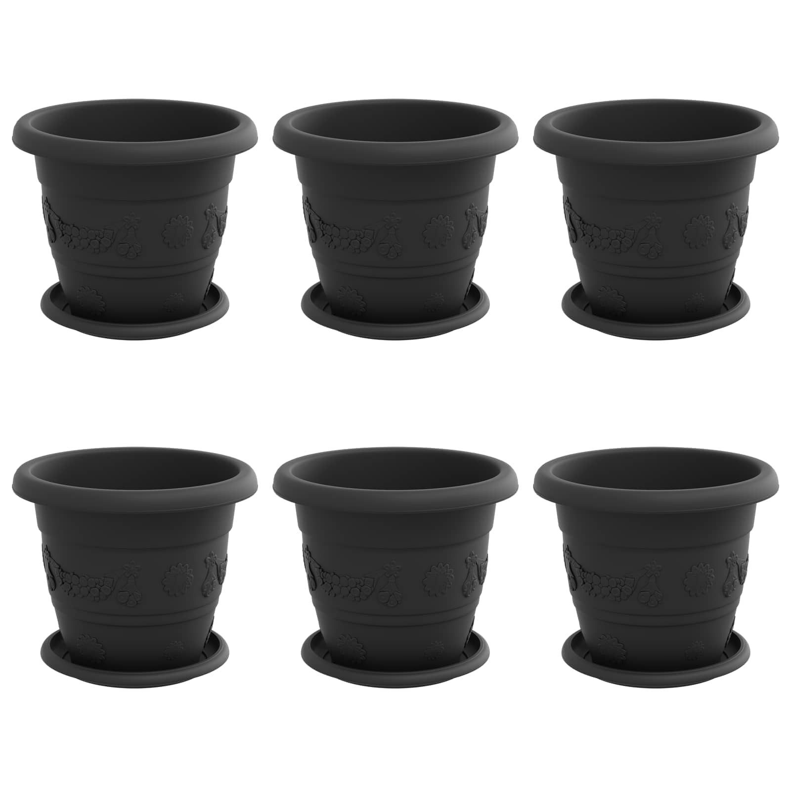 vidaXL Blumentopf Blumentöpfe 6 stk. Schwarz Ø 22 x 18 cm Kunststoff (6 St)