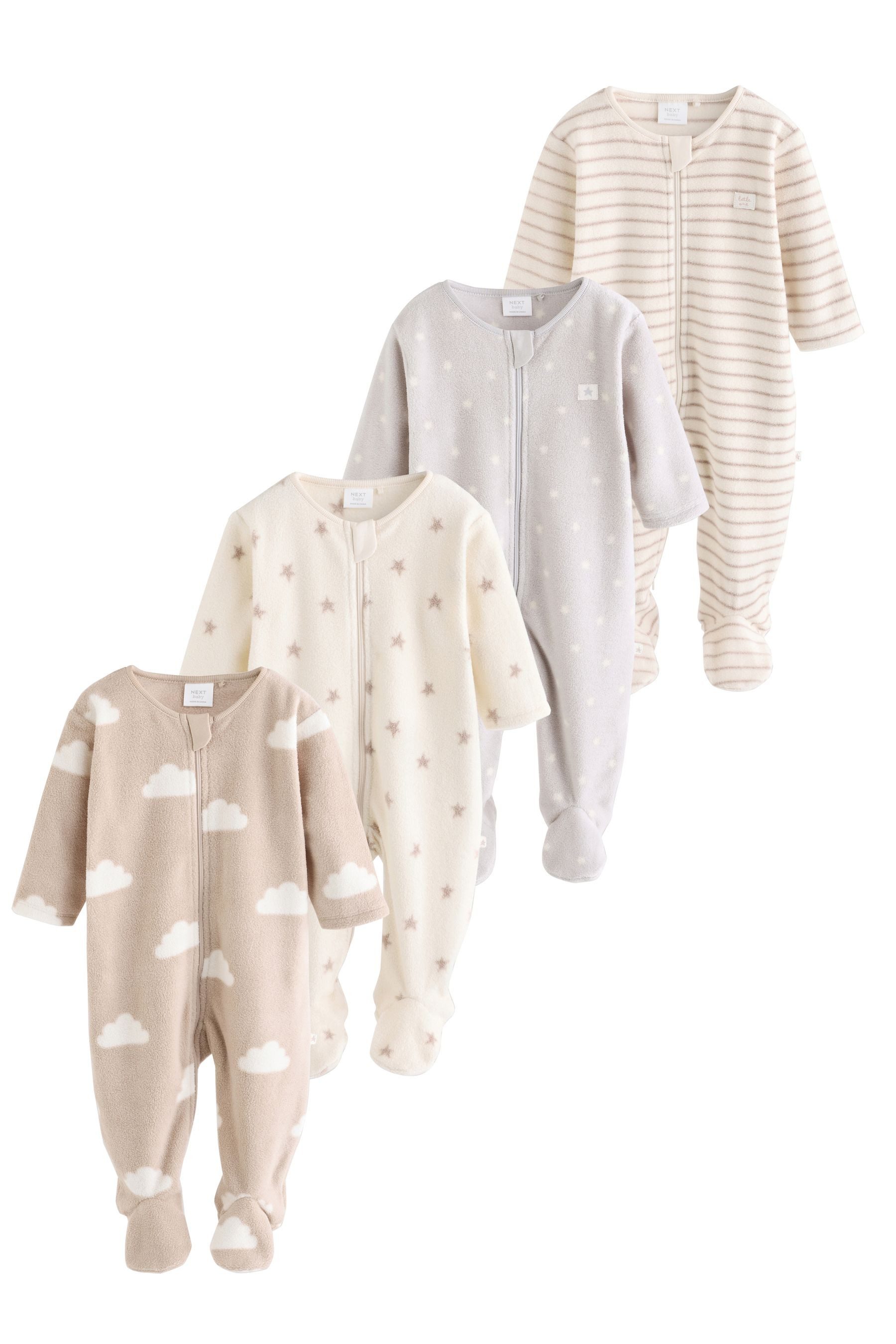 Next Schlafoverall Baby Mikrofleece-Schlafanzug, 2-Wege-RV, 4er-Pack (4-tlg)