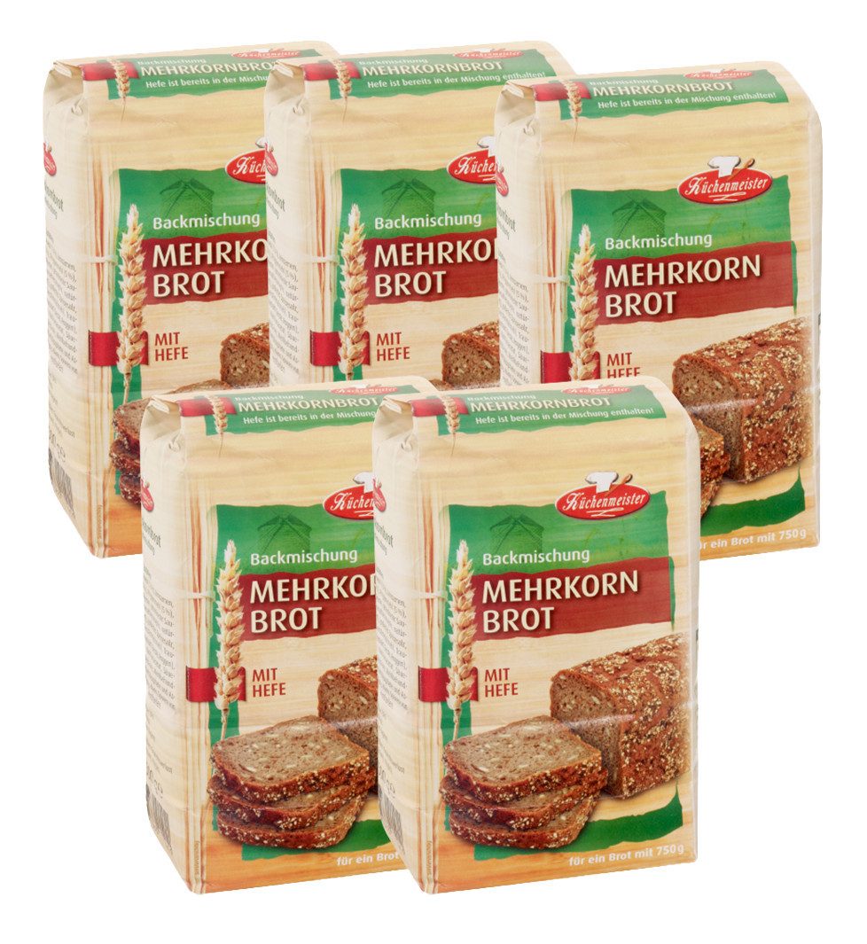 Bielmeier Backmischung Mehrkornbrot Küchenmeister, 1 x 2500 g, (5 x á 500g), Made in Baden-Württemberg (SET314018-5)