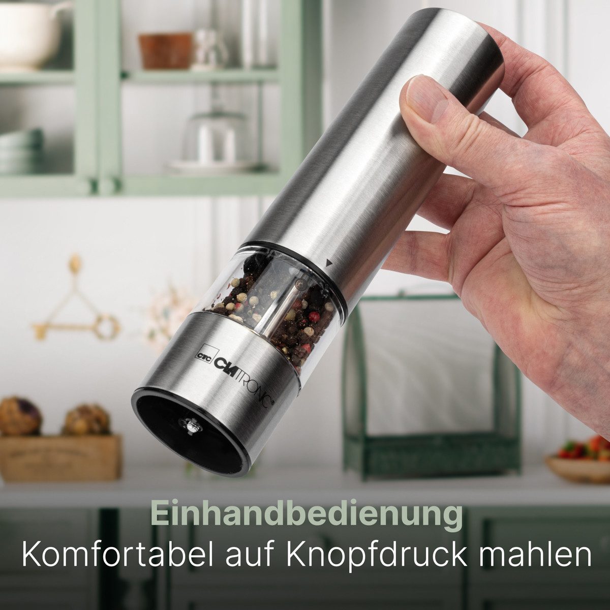 CLATRONIC Salz-/Pfeffermühle PSM 3004 N, Salz Pfeffermühle elektrisch, Keramik-Mahlwerk – Bild 2 von 5
