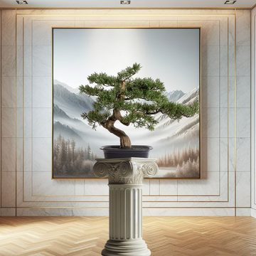 Kunstbonsai Kunstpflanze Deko Bonsai Zeder 40x40cm mit Topf künstlich Dekoration, TronicXL