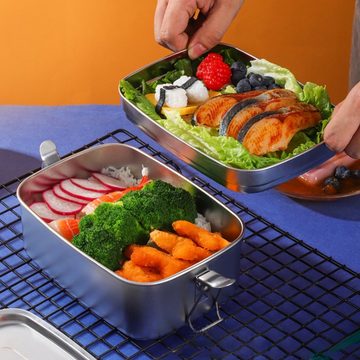 TWSOUL Lunchbox Doppelschicht Brotdose Edelstahl 1500ML, 8 x 13 x 8CM Frühstücksbox