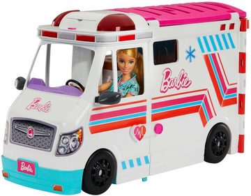 Barbie Puppen Fahrzeug Krankenwagen 2-in-1 Spielset, mit Licht und Geräuschen