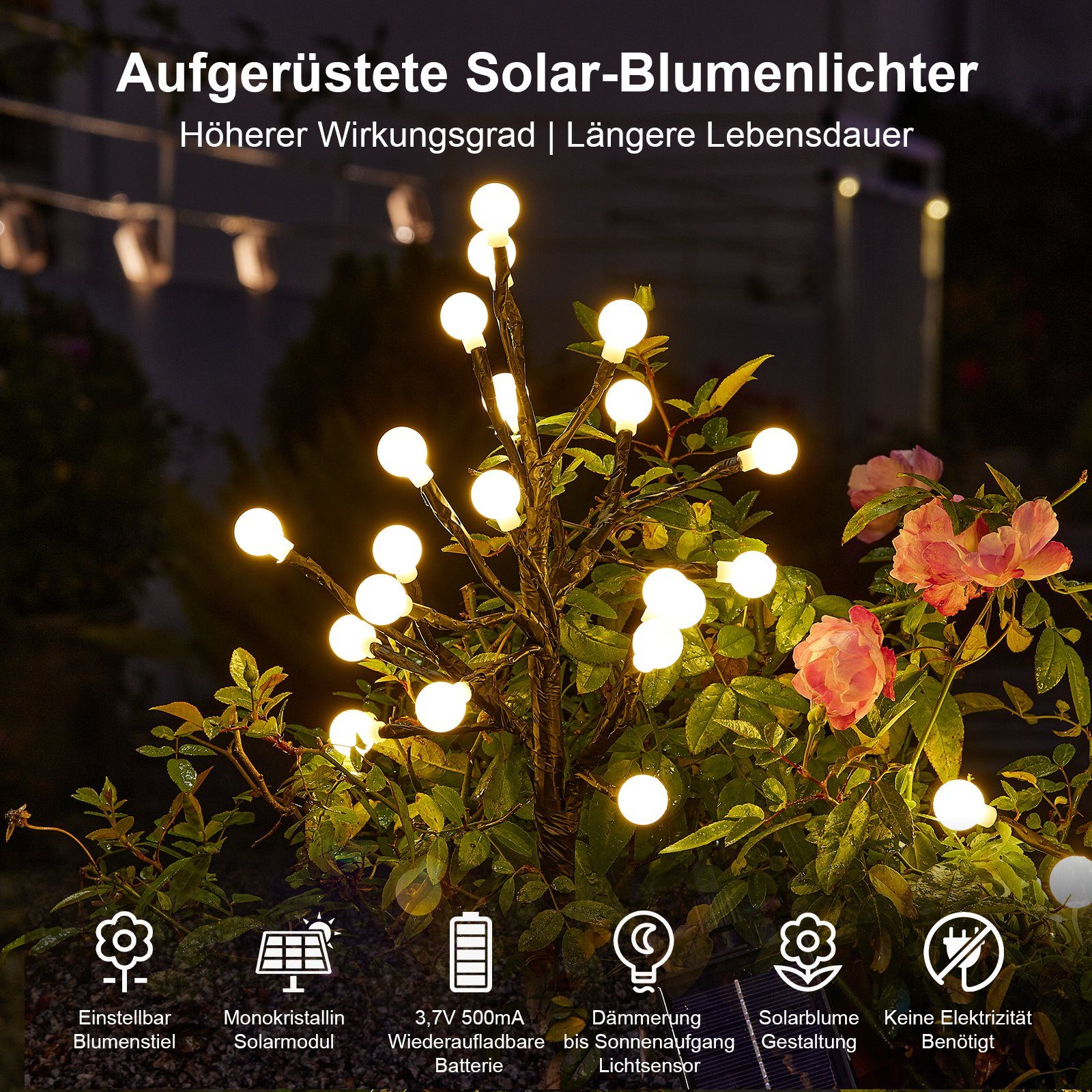 Sunicol LED Gärten, 8 Wasserdicht, Modi, Tanzfläche mit Warmweiß Garten IP65 Fernbedienung, Gartenleuchte Höfen, Rasenflächen, Parks, Solar undGehwegen Lichter für
