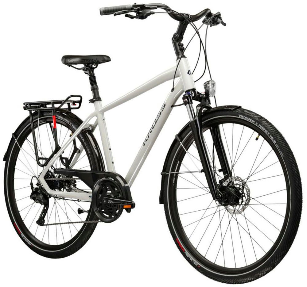 Kross Trekkingrad Herren-Trekkingrad 28" Trans 5.0 Grau 18 Gänge, 18 Gang Shimano CUES U3020 Schaltwerk, Kettenschaltung