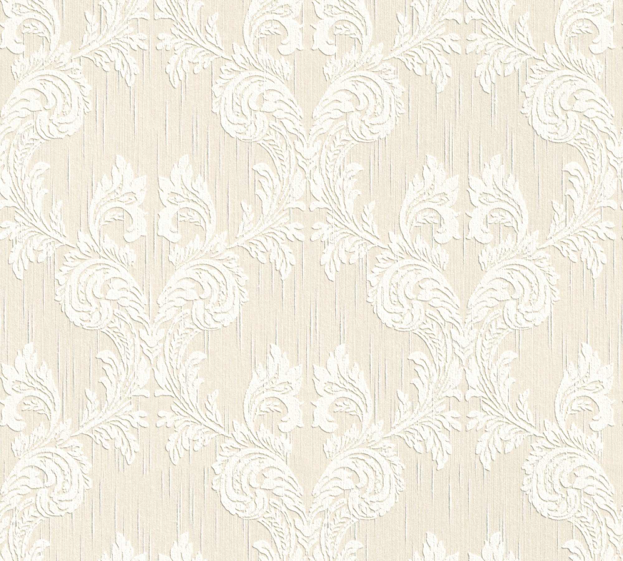 A.S. Création Architects Tessuto, creme/beige floral, Tapete samtig, Paper Barock, Textiltapete Barock