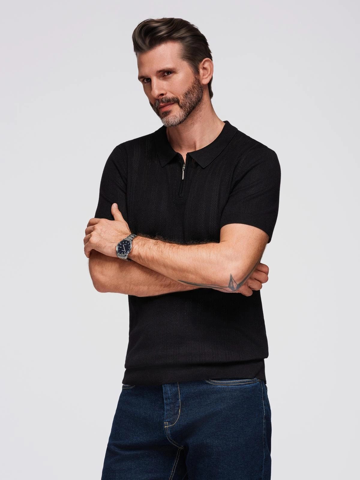 OMBRE Poloshirt Luftiges Design Herren-Poloshirt mit Reißverschluss am Hals günstig online kaufen