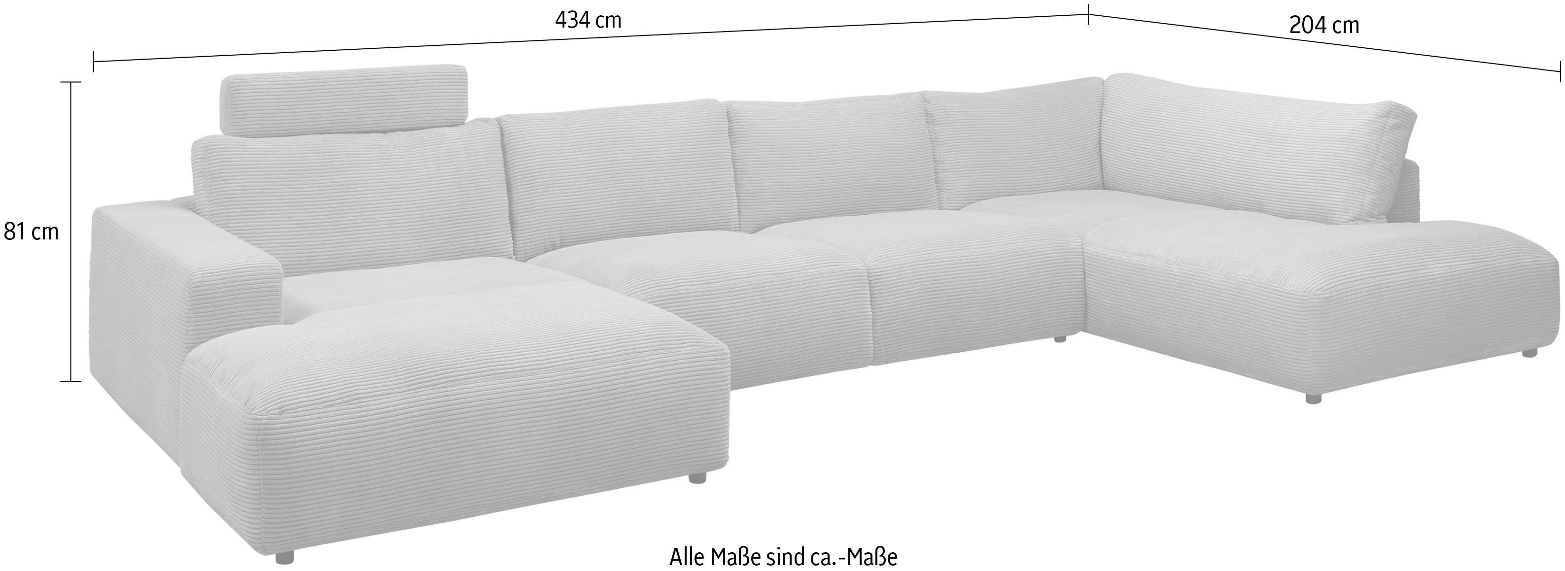 Musterring Wohnlandschaft Lucia U-Form, Verschiedene Farben, inkl. Kopfstütze, Gesamtbreite 434 cm