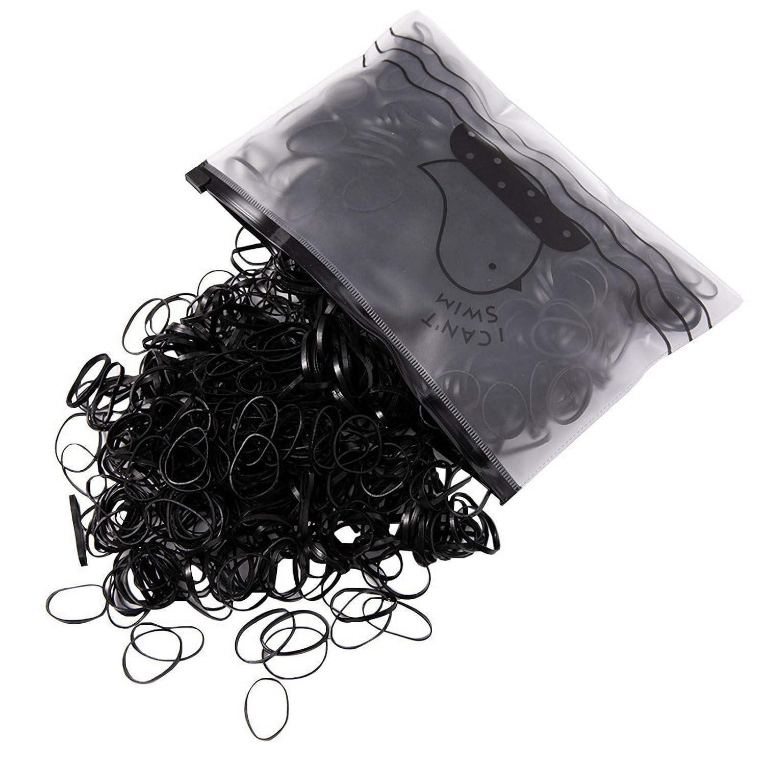 LuxusKollektion Haargummi 1000 Stück Mini Haargummis Schwarz Elastische Bänder 1 mm, 1,5 cm