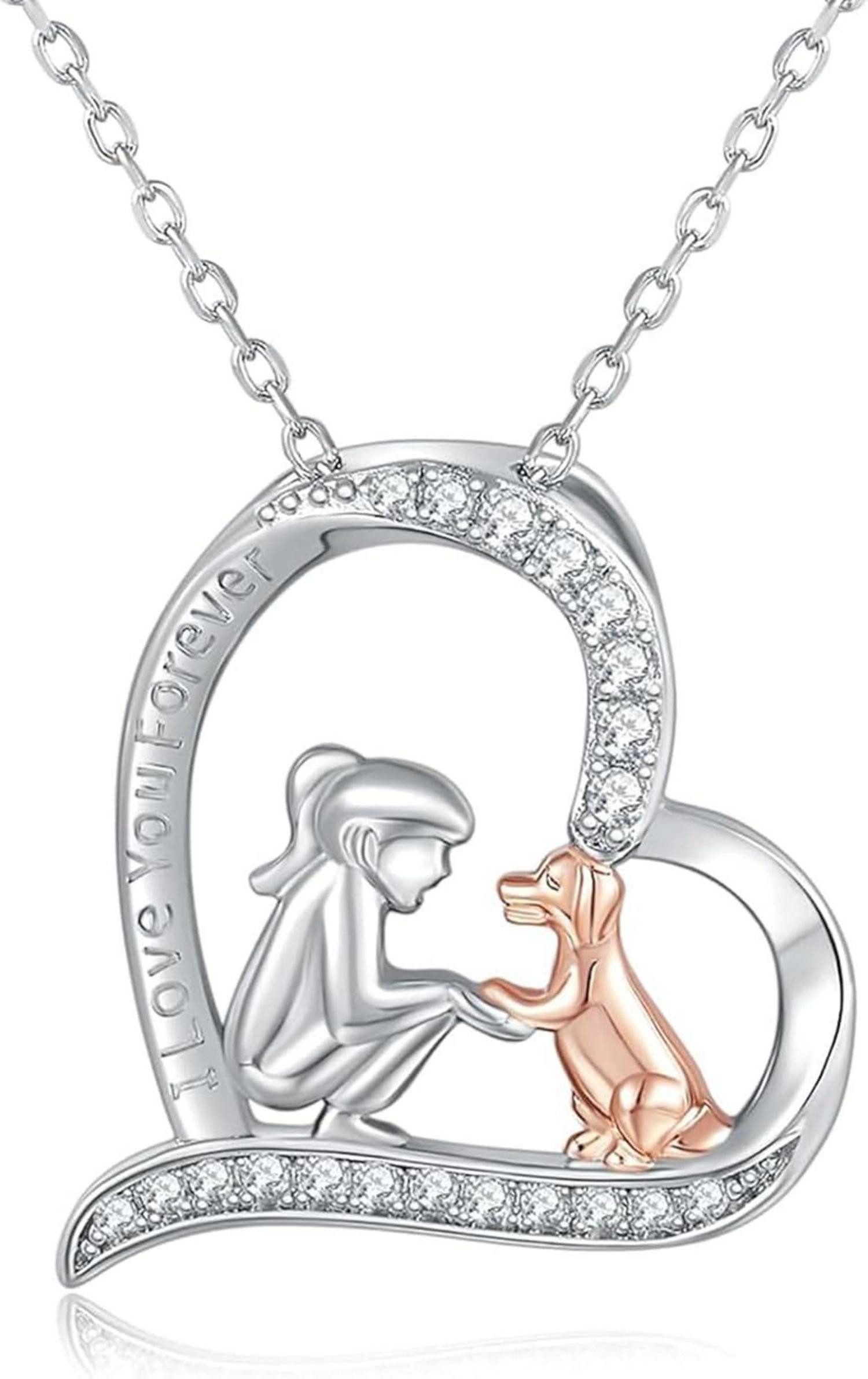 Kette und Anhänger Set Damen Silberne Herzkette 925 Zirkonia Anhänger Geschenk für Frauen