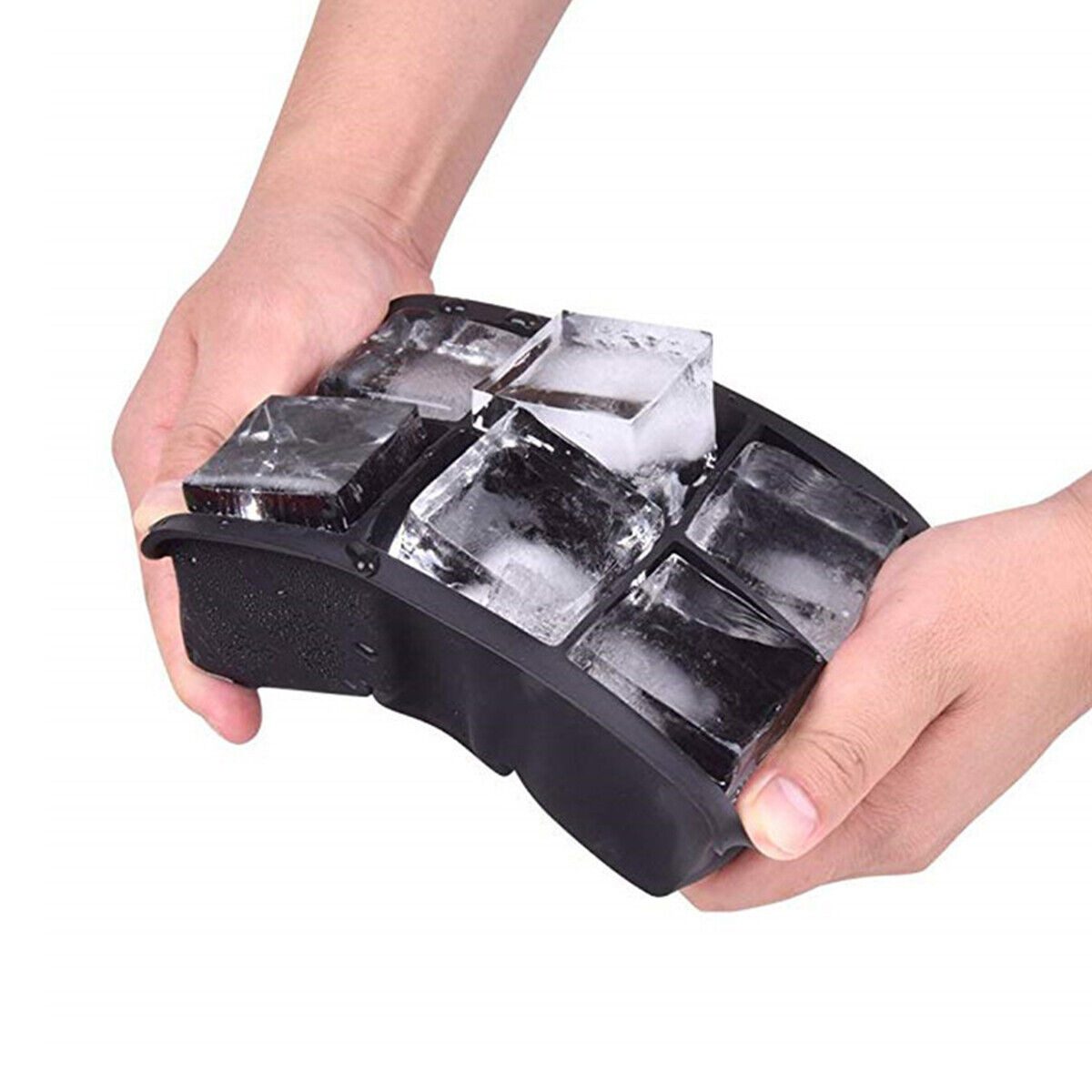 PRIISF Eiswürfelbehälter Eiswürfelform Ice Cube Tray Montagezubehör Groß Cube Eiswürfel-Maker, Silikon, (mit Deckel, Eiswürfelschale Schnellgefrierschrank), Kühlschrankpresse Quadratische