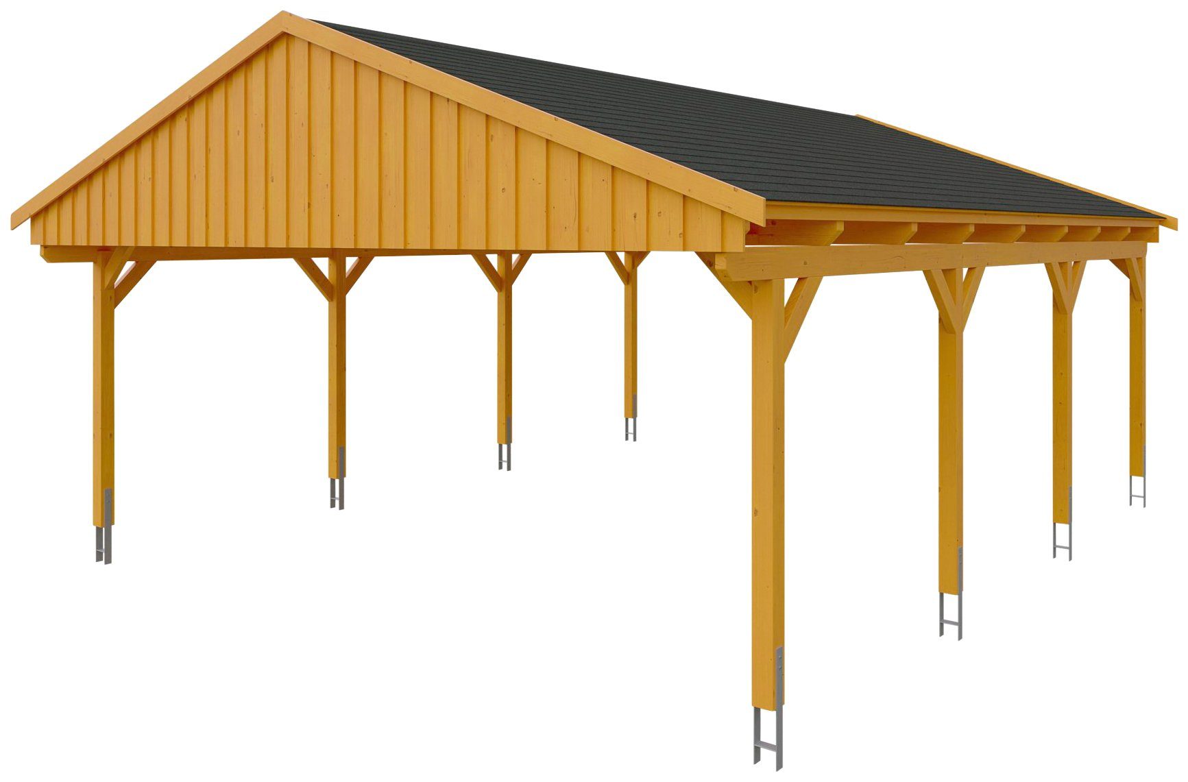 Fichtelberg, mit 574 cm, Einfahrtshöhe, Skanholz cm Schindeln schwarzen 618x808 Doppelcarport BxT: