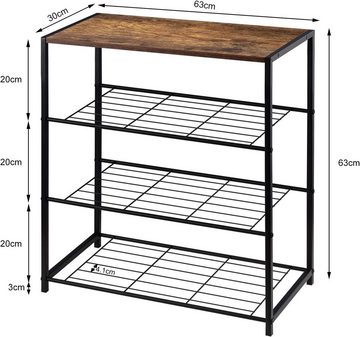 Woltu Schuhregal, 1-tlg., für 9 Paar Schuhe Holz Metall, mit Sitzfläche