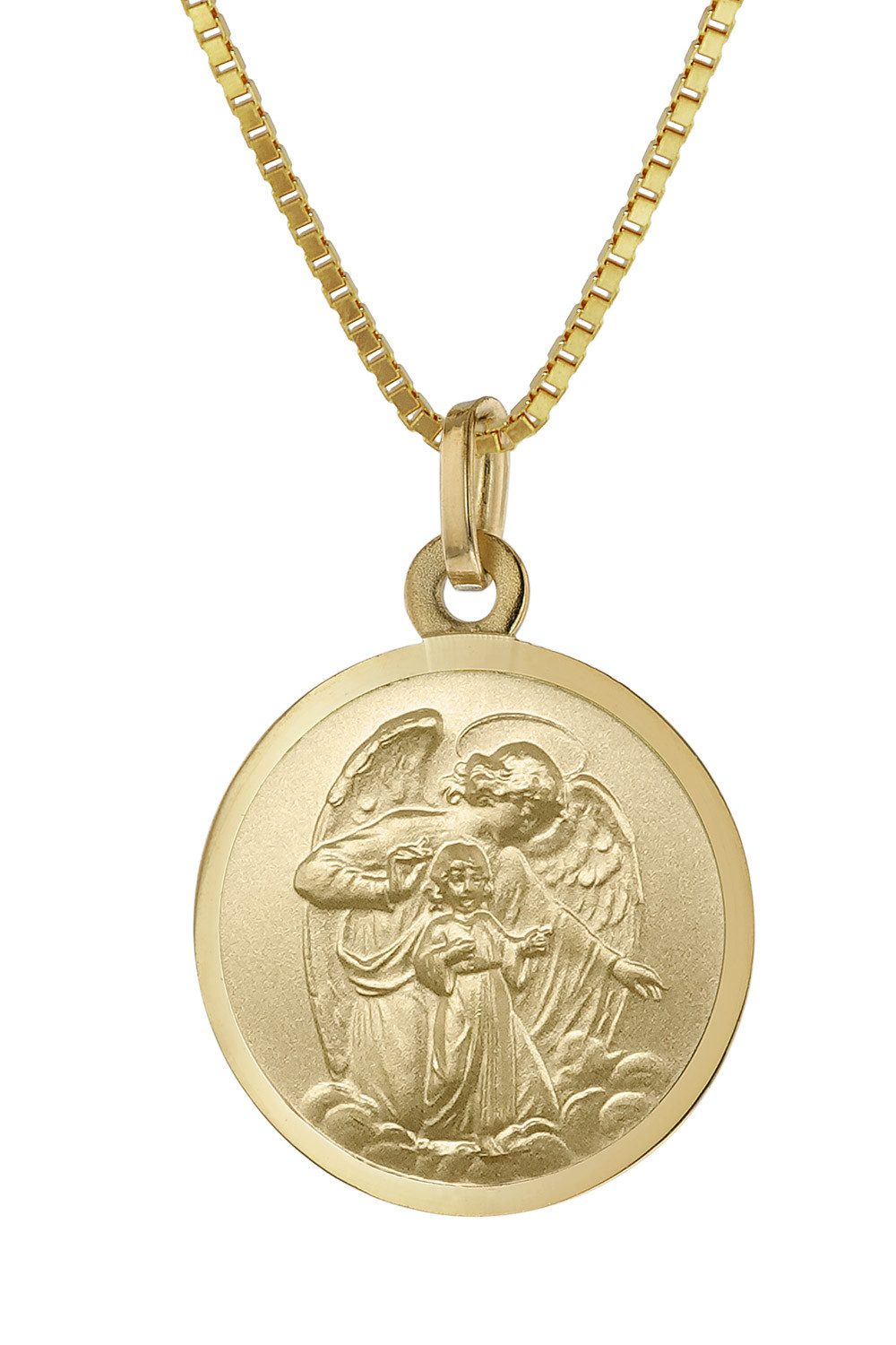 Kette mit Anhänger Schutzengel Anhänger Ø 18 mm Gold 333 an goldplattierter Kette
