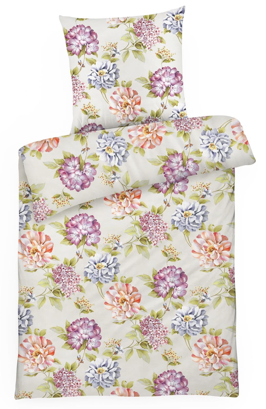 Carpe Sonno Bettwäsche Mako Satin 135x200 155x220 Premium Bettwäsche Baumwolle Blumen Muster, Mako-Satin, 2 teilig, Luxus Bettwaren Allergiker Bettbezug bunt geblümt MADE IN GERMANY