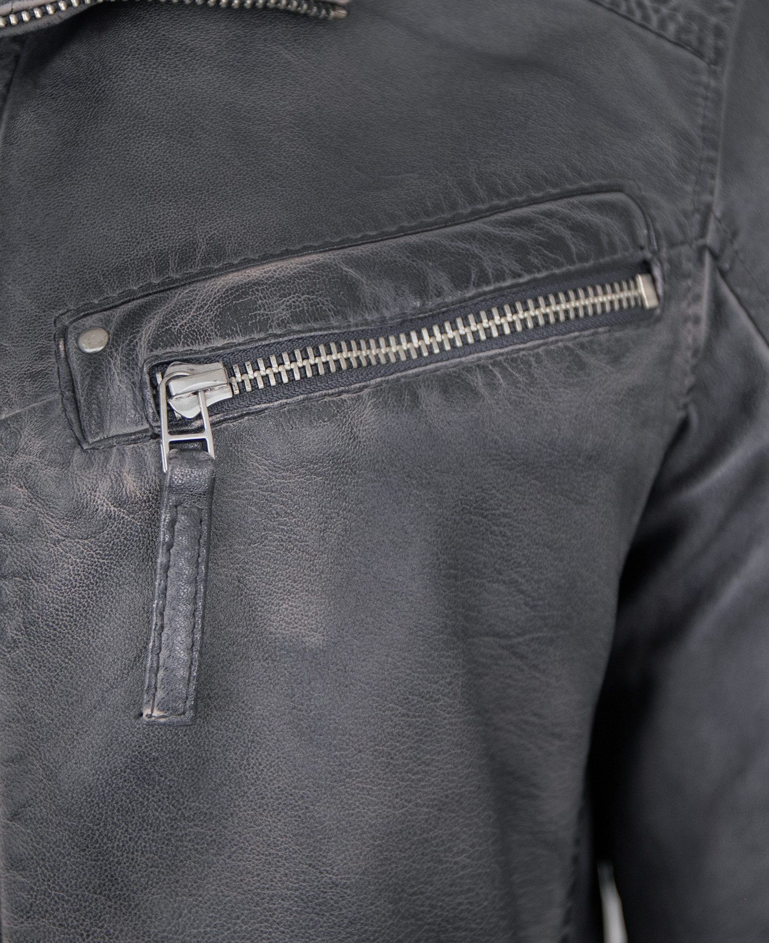 Jilani Lederjacke Ronai Jilani - Herren Lederjacke Lammnappa grau-athra