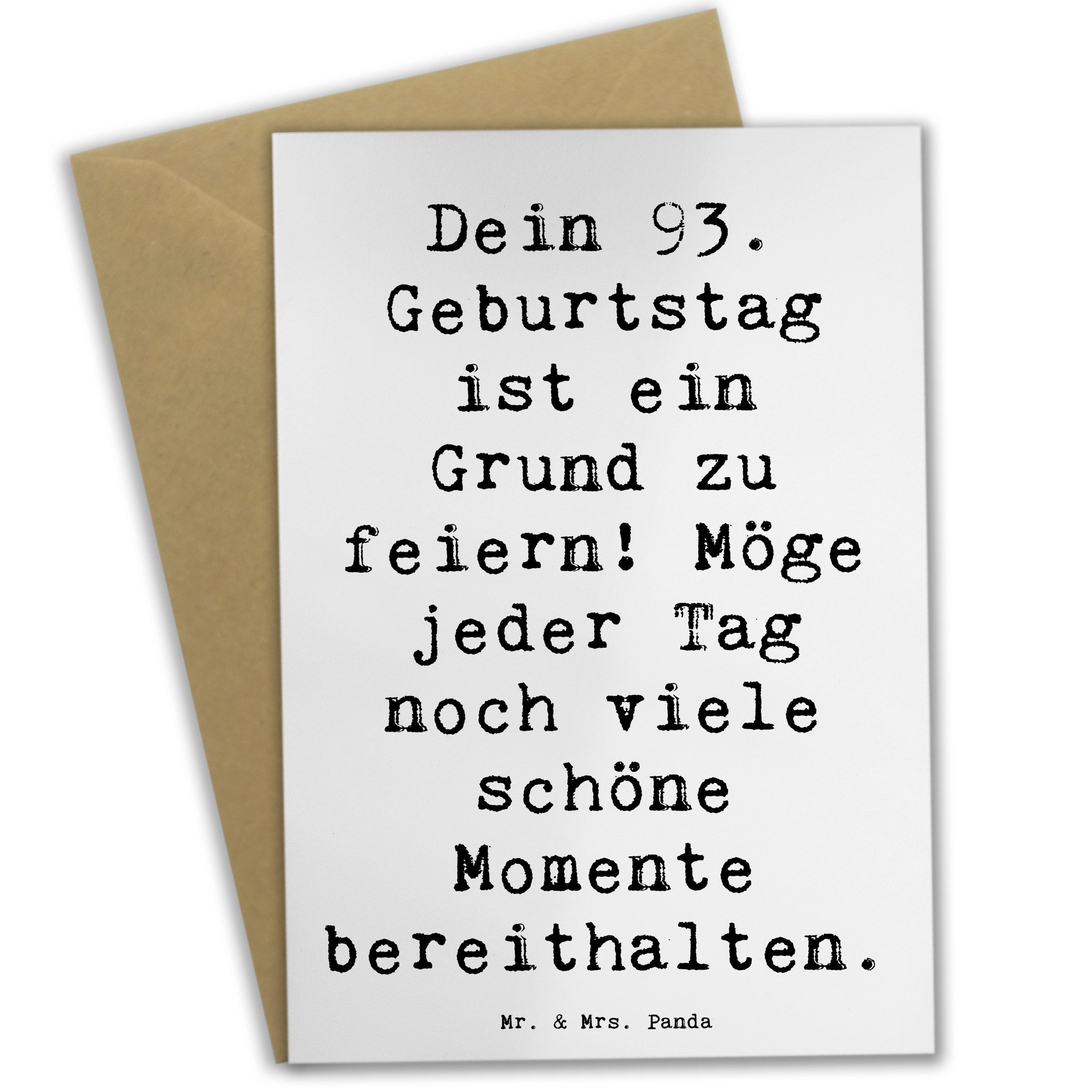 Grußkarte Spruch 93. Geburtstag Freude - Weiß - Geschenk, Geburtstagsspruch, An