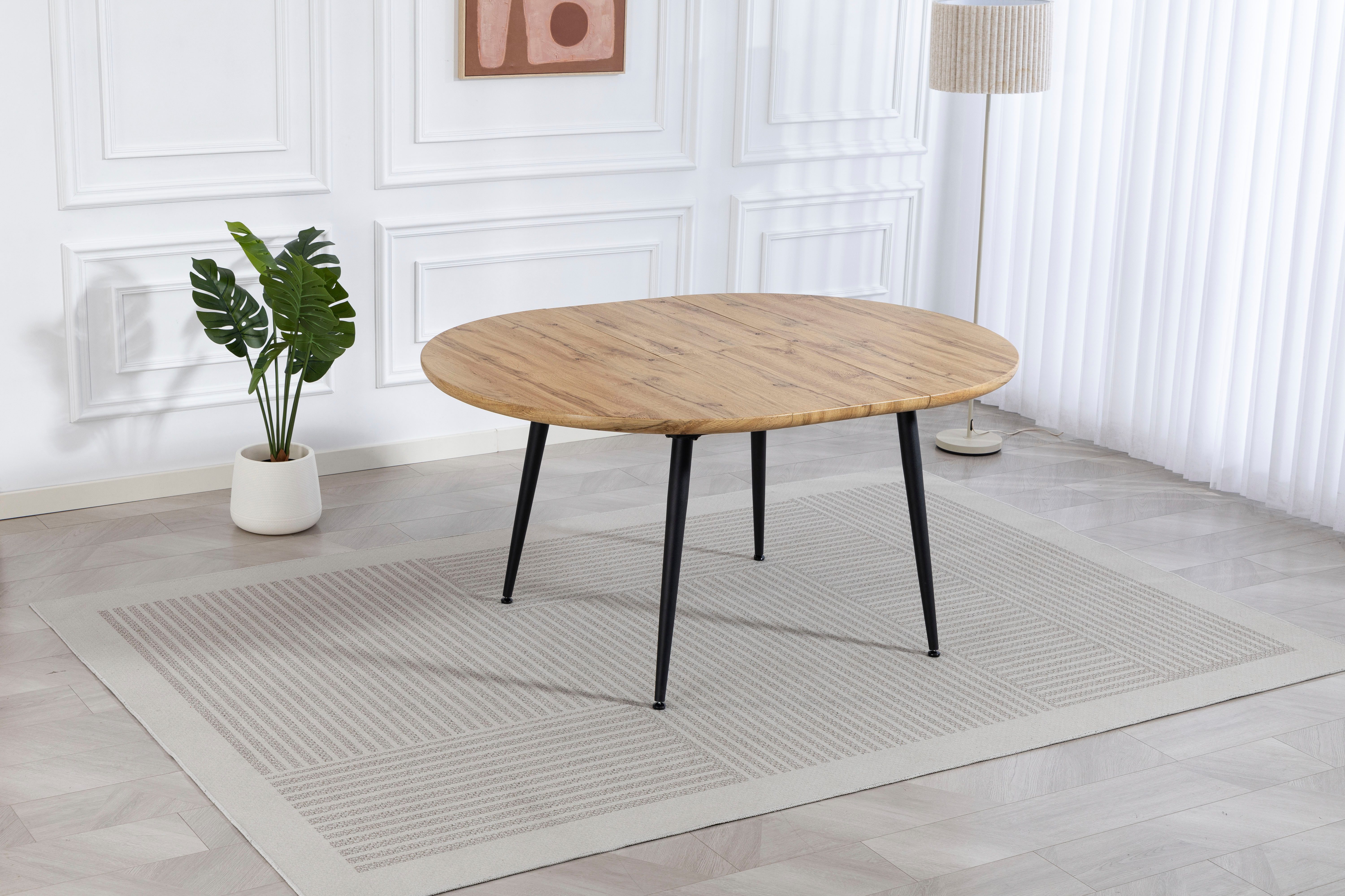 Duo Collection Esstisch Ausziehtisch Frida (1-St), 1,20m - 1,60m, Wildeichenoptik, stabiles Metallgestell, bis 100 kg