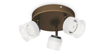 Philips Aufbauleuchte Philips Deckenleuchte 3xLED 4W Metall Glas Bronze 990lm Höhe 13,2x21cm