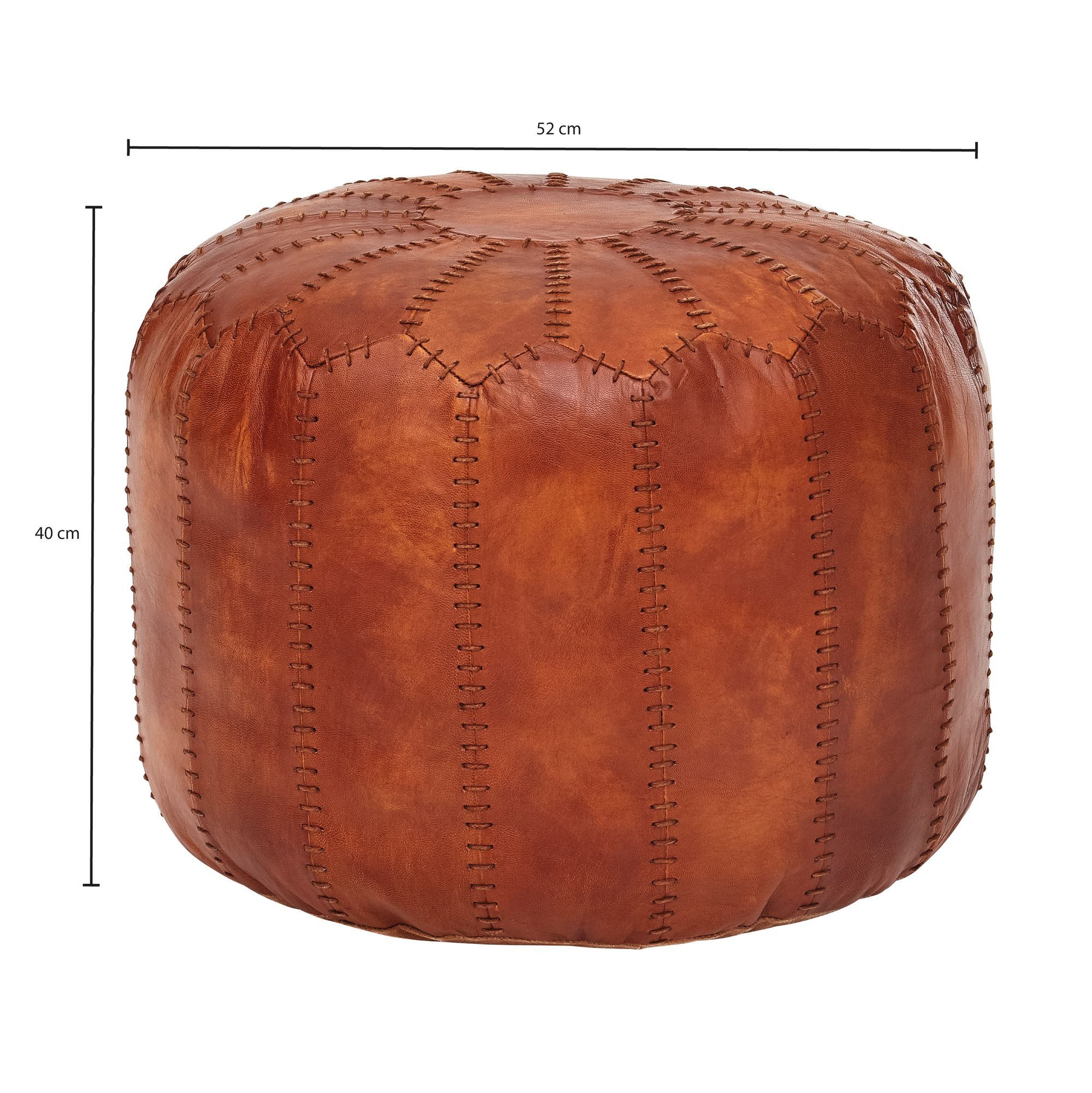FineBuy Sitzhocker Echtleder Braun 52 x 40 x 52 cm Ottomane Wohnzimmer, Design Pouf Hocker Orientalisch, Polsterhocker Orient Beinablage Sofa – Bild 3 von 5