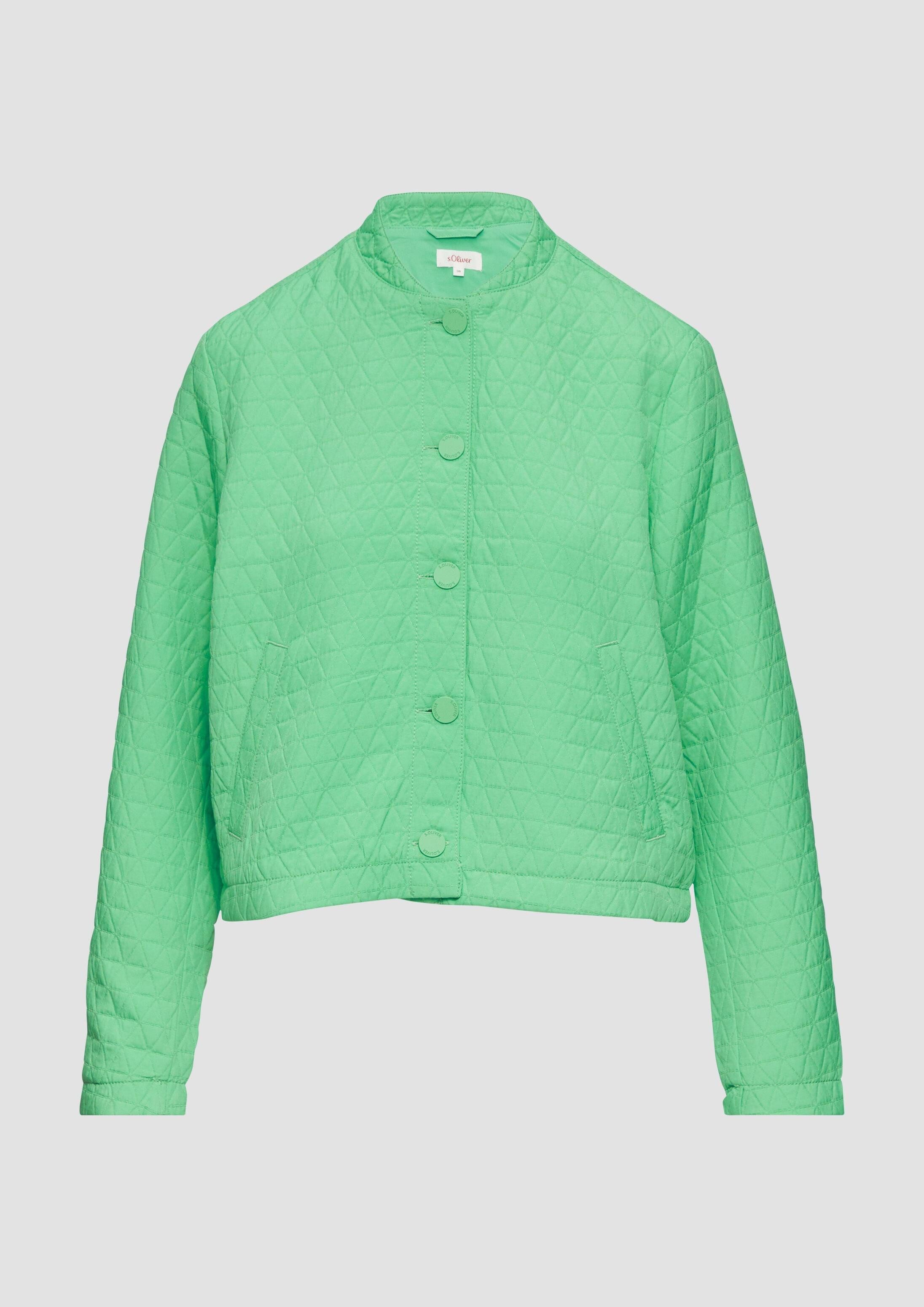 s.Oliver Sweatjacke Indoor-Jacke Strukturierter Blouson mit Stehkragen und Knopfleiste