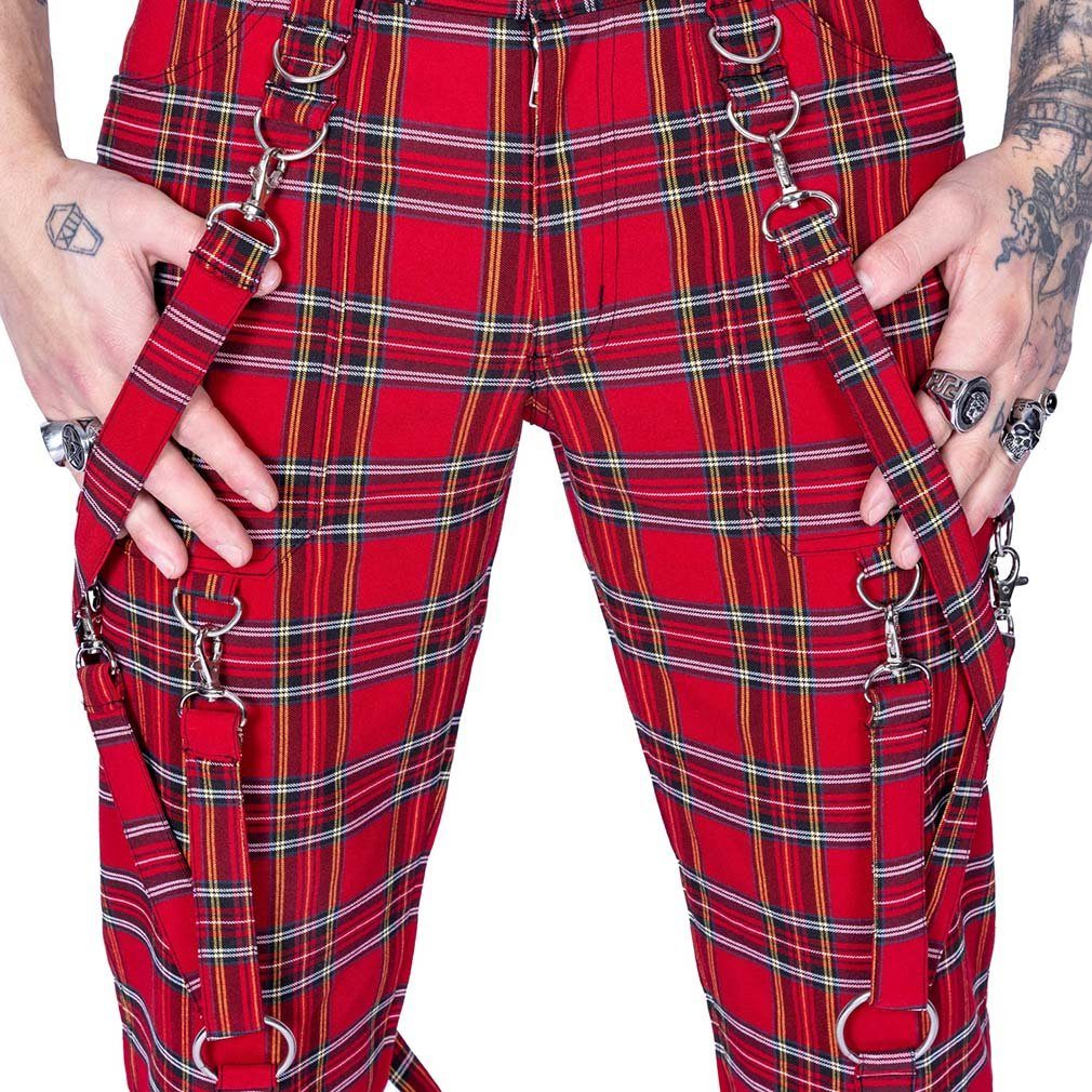 Heartless Stoffhose Midas Tartan Rot Kariert Punk Karo Riemen