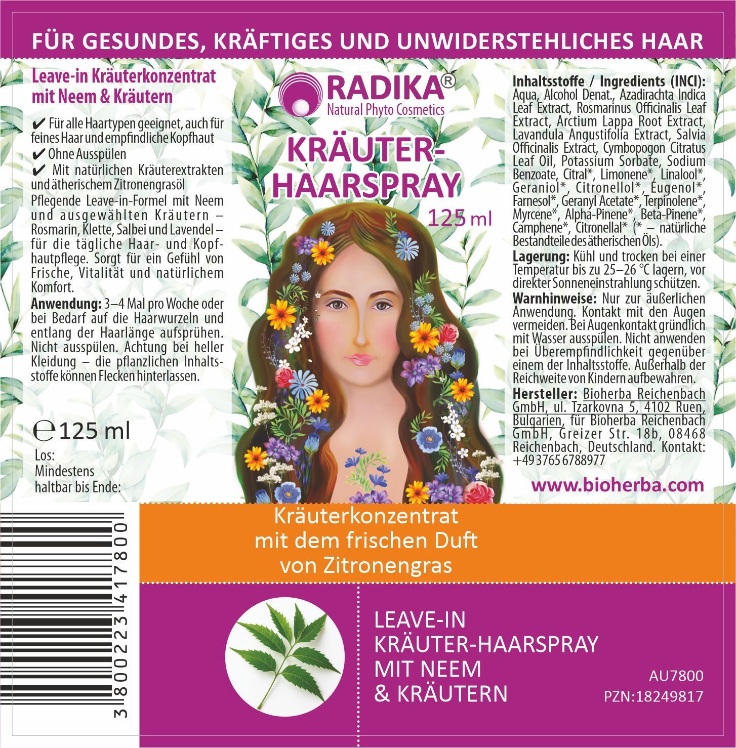BIOHERBA R Pflege-Set Bioherba Haarspray mit Neem & Kräutern 125 ml