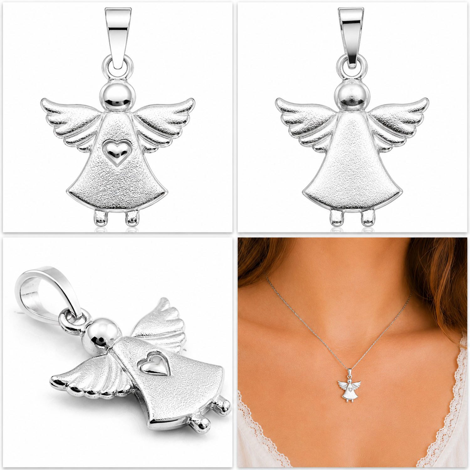 LUISIA® Kettenanhänger Anhänger Engel Schutzengel mit Herz - 925 Sterling Silber (inkl. Schmuckbox) – Bild 5 von 5