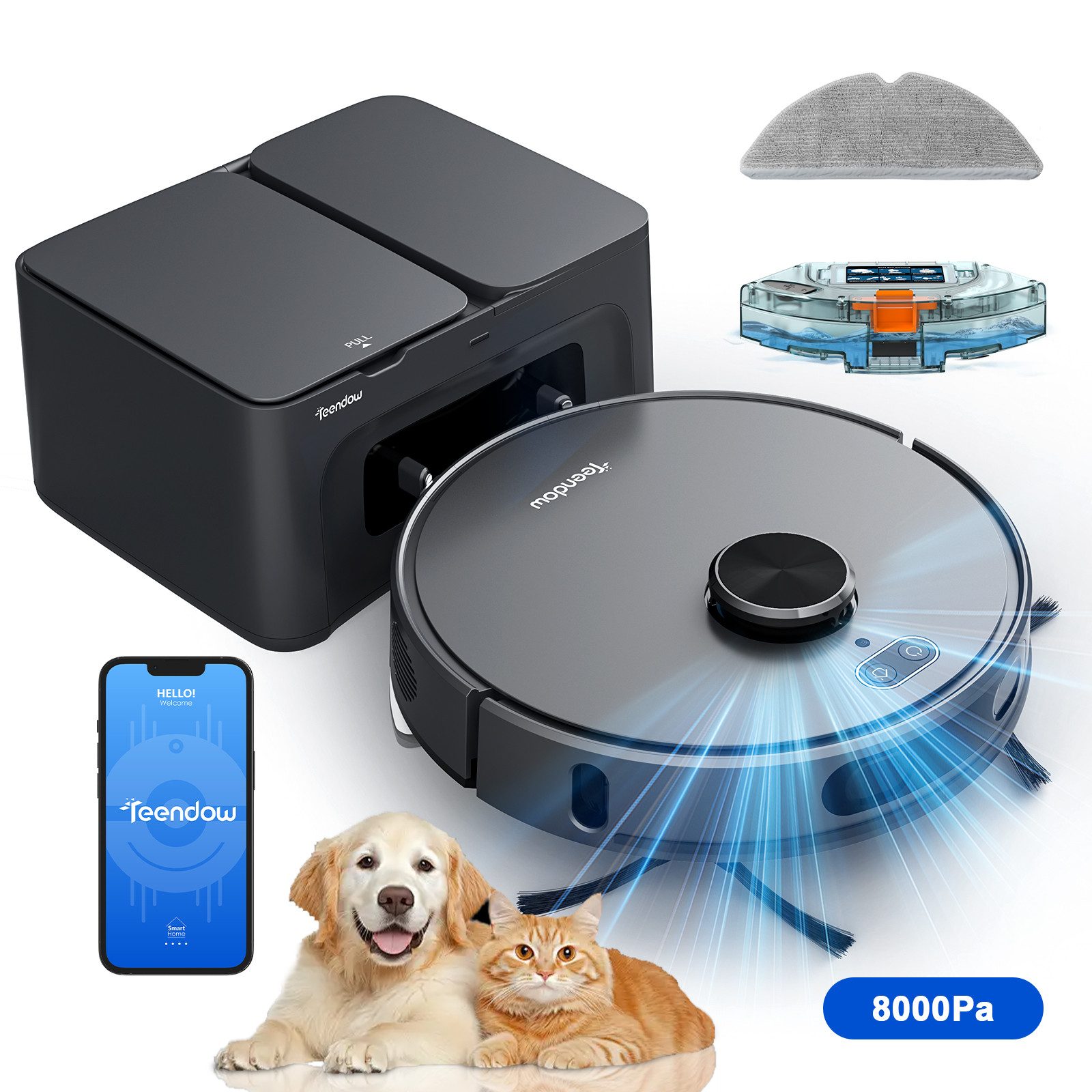 Saugroboter Saugroboter mit wischfunktion, LiDAR Staubsauger Roboter, 8000Pa