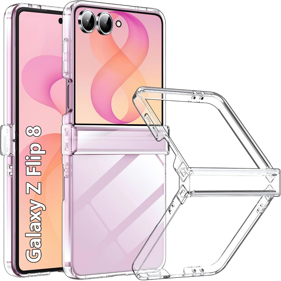 SmartUP Smartphone-Hülle für Samsung Galaxy Z Flip 8 Transparent Silikon Slim Case Handyhülle 6,9, integrierter Kameraschutz, präzise Aussparungen
