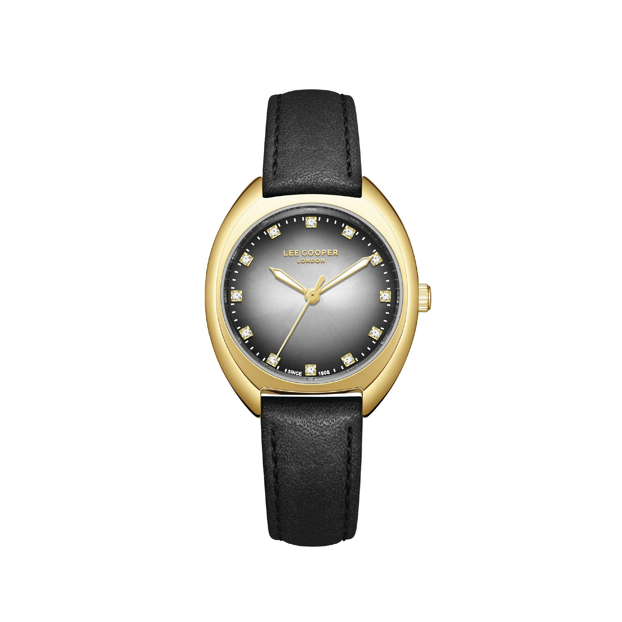 Lee Cooper Quarzuhr Damenuhr mit Lederarmband, 30 mm, Damen Armbanduhr LC07988.131