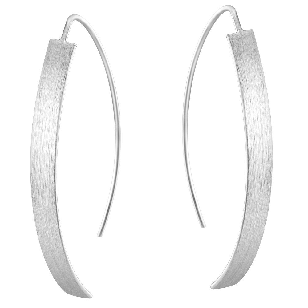 Vinani Paar Ohrhänger, Vinani Ohrhänger Streifen lang gebogen groß mattiert  glänzend Sterling Silber 925 Ohrringe OUCG