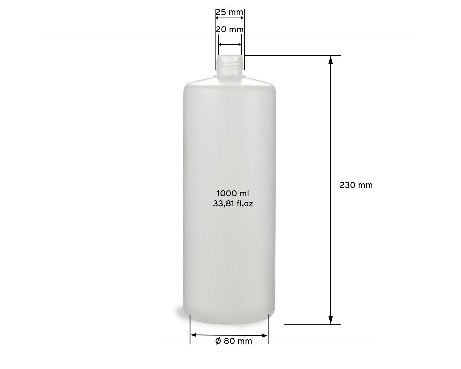 1000 ml (10 OCTOPUS G25, Rundflaschen 10x schwarze Kanister HDPE, Schraubverschlüsse St)