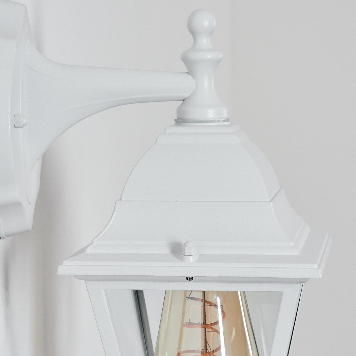 hofstein Außen-Wandleuchte Wandlampe abwärts in antikem Look aus Metall/Glas in Weiß/Klar, ohne Leuchtmittel, im klassischen Landhaus-Stil, Außenleuchte für Terrasse, E27, IP44